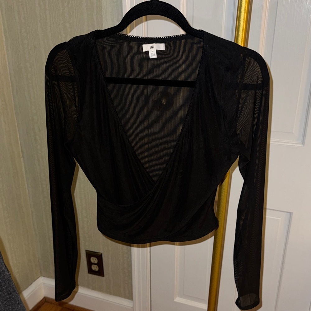 Nordstrom BP. Long Sleeve Mesh Crop Top